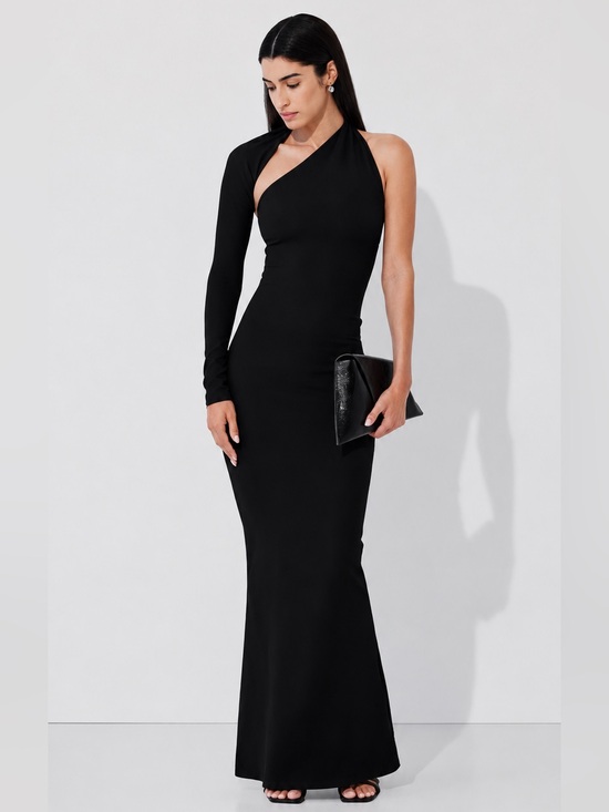 Marcella NYC Dresses & Skirts - Marcella NYC Manhattan One Shoulder European Ponte Open Back Halter Gown XS